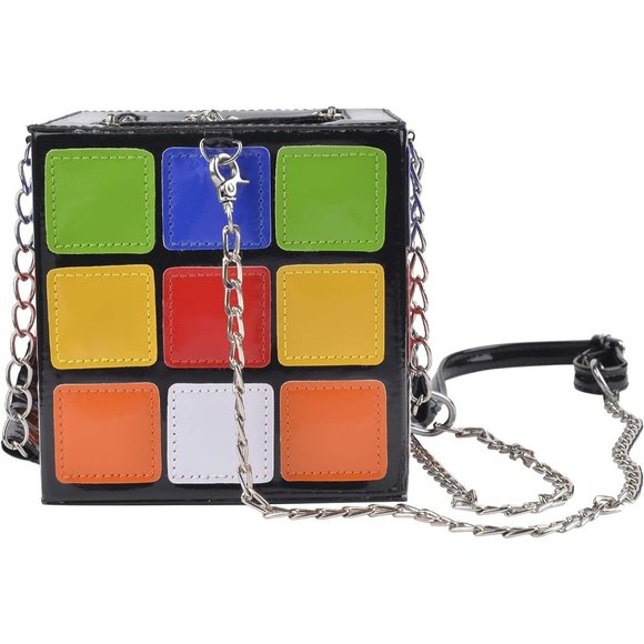 QZUnique Women's Cute Cube Shape Handbag Magic Shoulder Bag Clutch Bag - Picture 7 of 12